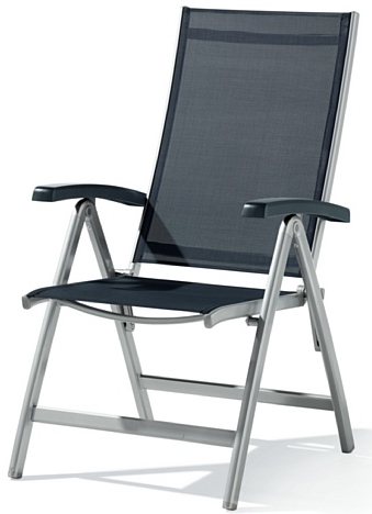 Sieger 945/A-G Klappsessel Bodega, Aluminium, Vollkunststoff und Textilux-Gewebe, graphit-grau