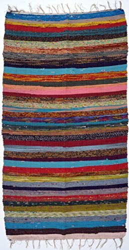 GURU SHOP Derber Upcycling Flickenteppich, Patchworkteppich 180x95 cm - Bunt, Mehrfarbig, Baumwolle, Teppiche, Bodenmatten