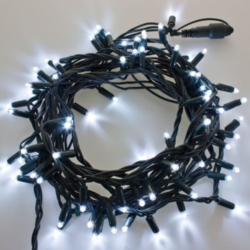 Catena 10 m, 120 maxiled Bianco Freddo, Cavo Verde, prolungabile, luci Natalizie, Decorazione Natalizia, Catena Albero di Natale