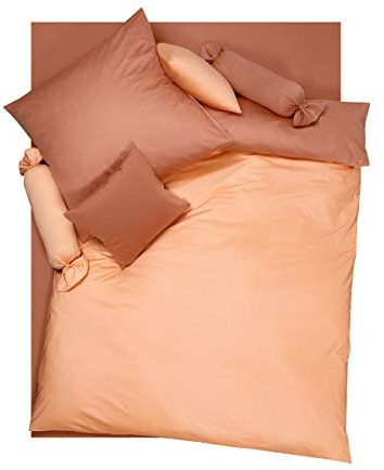 Doris Meyer Interlock-Jersey Wendebettwäsche Milano apricot/Terra Kissenbezug einzeln 40x80 cm
