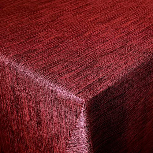 Wachstuch Robuste Leinen Prägung Pro Rot Breite & Länge wählbar - Größe ECKIG 120 x 160 BZW. 160x120 cm cm abwaschbare Tischdecke Gartentischdecke