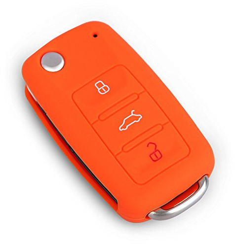 Happyit Auto Schlüssel Abdeckung Fall Silikon für Volkswagen VW Polo Passat B5 Golf 4 5 6 Jetta Mk6 Tiguan GOL Cross Fox Plus EOS Scirocco Beetle (orange)