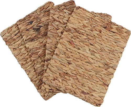 Trademark Innovations 16x 12 Rectangular Woven Indoor or Outdoor Placemats of Natural Water Hyacinth (Set of 4)
