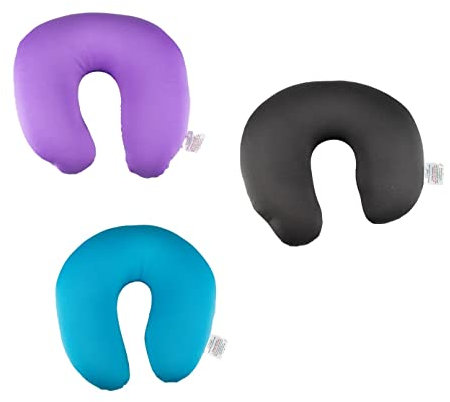 Invero Set of 3 Family Comfy Travel Neck Support Cushion Pillow - Ideal Travel Luggage Accessory for Planes, Trains, Cars and more