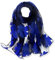 YFZYT Organza-Schal für Damen mit Feder Stickerei Muster/Elegantes Accessoire für Frauen/Organza-Schal/Halstuch/Schulter-Tuch/Schal Chiffon Stola Scarves - Königsblaue Blume