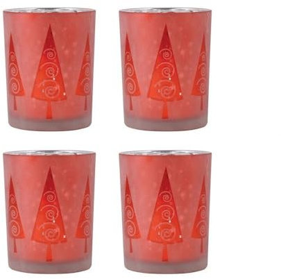 ELK Lighting 394577S4 UrlaubJahreszeit Kerzenteller Kerzenhalter Stumpenkerzen, mattiertes Rot