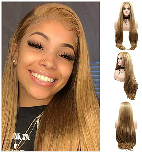 Drag Queen Kunsthaar-Perücke, glattes Haar, hitzeresistent, für Festivals, Feiertage, Cosplay, Kunsthaar, Hellfarbe, für Damen, Mädchen, 61 cm