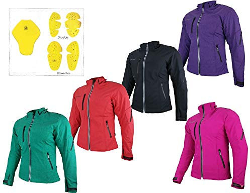 HEYBERRY Damen Soft Shell Jacke Motorradjacke Textil Rot meliert Gr. L / 40