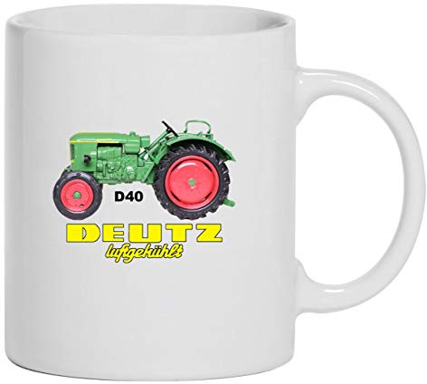 Deutz Luftgekühlt D 40 Tasse Kaffeebecher Keramik, 330 ml Inhalt | Weiß