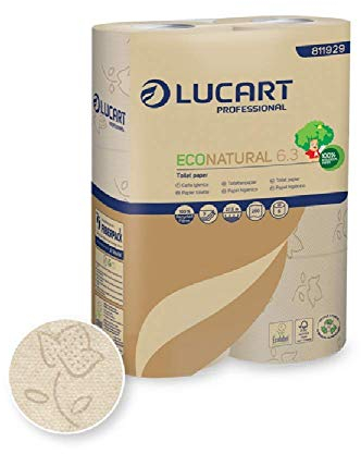 Lucart Toilettenpapier EcoNatural 250 Blatt, 3-lagig, 30 Rollen, 10 x 11 cm, 5 x 6 Ro, geprägt, EU-Ecolabel 811929