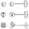 Dicheng Damen Ohrstecker Silber, 3 Paare 925 Sterling Silber Ball & Zirkonia & Perle Ohrstecker Ohrringe Set, Hypoallergen Unisex Klein Schlafen Knorpel Ohrstecker mit Zirkonia, Ohrringe Größe in 4mm