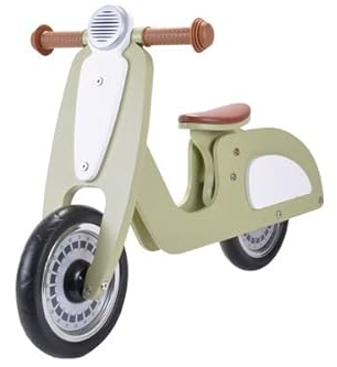 Bandits & Angels Italian Rider Laufrad Holz Grün ab 2 Jahren – Für Jungen und Mädchen – Holzlaufrad Grün – Aufsitz-Retro-Roller – Zweirad – Geräuscharme Räder – Verstellbarer Sattel