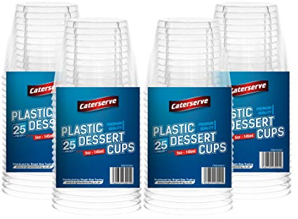 Caterserve Crystal Clear Hard Plastic Dessert Cups Multi-Use tumblers 5oz-145ml (100 Pcs)