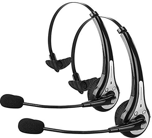 Callstel Telefon Headset: 2er Pack Profi-Mono-Headset mit Bluetooth, Geräuschunterdrückung (mit Schwanenhals, Mikrofon, Bluetooth, Freisprecheinrichtung)