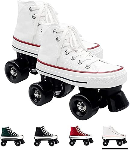 JianJud Rollschuhe Erwachsene Herren Und Damen Vierrad Rollschuhe, Canvas Zweireihige Rollschuhe Räder, Indoor Und Outdoor Zweireihige Skates Für Jugendliche A,40