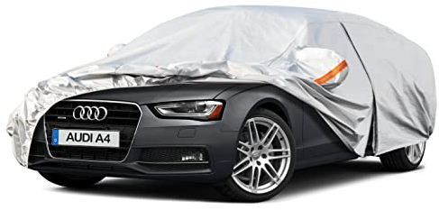 Kayme Autoabdeckung Wasserdicht Atmungsaktiv Passend für 2015-2024 Audi A4 (B8 B9), Vollgarage Autoplane für Regen Sonne Staub Schutz, Auto Abdeckplane Faltgarage Abdeckung im Winter(3-7 Tage liefern)