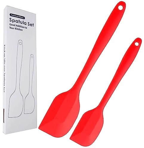 KitsKap Juego de espátulas de silicona 2 piezas de espátula de goma resistente al calor para utensilios de cocina antiadherentes sin BPA (Rojo)