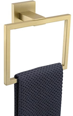 TQKAG Anneau porte-serviette carré en acier inoxydable brossé doré