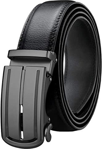 Chaberlu Gürtel Herren,Ledergürtel Ratsche Automatikschließe Business Anzug Gürtel Verstellbarer Leder Gürtel für Jeans, Breit 35mm, Größe Angepasst