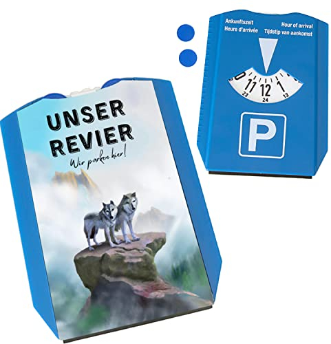 Unser Revier - Wir parken Hier Wolf Parkscheibe Wolf Parkuhr mystisch Eiskratzer Wolfspaar cool
