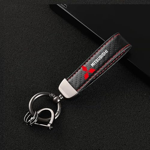 Générique Huida Accessoires de Voiture Porte-clés de Voiture en Cuir 3 Boucles en Fer à Cheval rotatives Bijoux Porte-clés pour Mitsubishi Lancer EX 10 Lancer X métal (Color : Red)