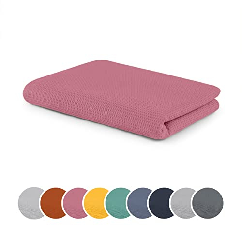sleepling Kuscheldecke Waffeloptik, Sofadecke, hautsympathisch, temperaturregulierend, 100% Baumwolle, Ökotex Made in Green 100, waschbar, 150 x 200 cm, rosa