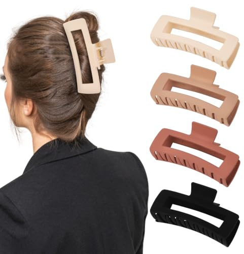 MINMUNJIU 4 Pack 5 Inch Extra Large Claw Clips for Thick Hair, Matte Non-slip Big Hair Accessories for Long Hair, Women and Girls