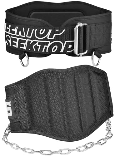 Seektop 2-in-1 Gewichtheber- und Dip-Gürtel – GYM Workout Gewichthebergürtel mit Kette, Neopren Taille Dip Gürtel für Gewichtheben, Kniebeugen, Training, Fitness, Männer & Frauen (Medium)