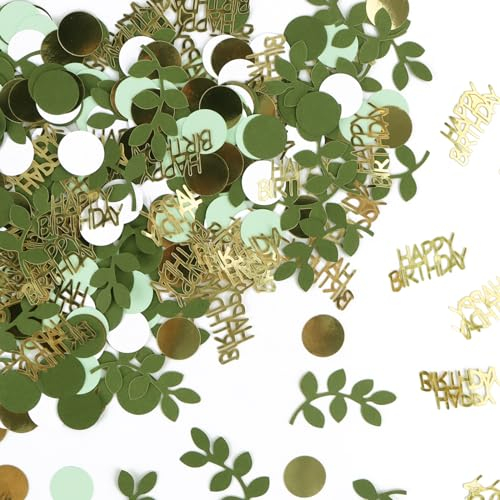 Konfetti HAPPY BIRTHDAY,400 Stück Konfetti Geburtstag Gold Grün Streudeko Deko Goldene Confetti Tischdeko für Frau Mann Geburtstag Party (Geburtstag)