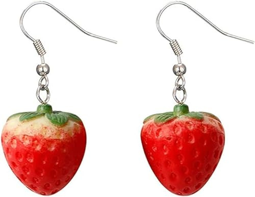 1 Paar rote Erdbeer-Ohrringe, süße Damen-Ohrringe, süßes Obst-Design, Zubehör, nützlich und praktisch, Schmuck