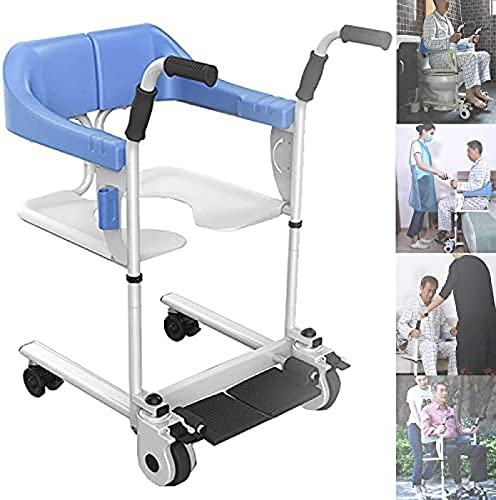 Patiententransferlift, Transportrollstuhl aus Stahl, Notfall-Evakuierungsstuhl, Rollstuhlgurt, sicheres medizinisches Heben, Pflegegerät zum Baden zu Hause, Toilette, Hellblau, BasicEdition