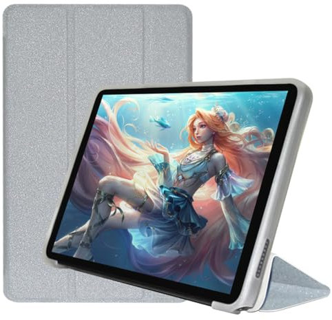 Qiawum Tri-Folding Stand Funda for ALLDOCUBE iplay50 Mini Pro NFE Case 8.4 Tablet PC Folio PU Leather Cover with Soft TPU Back Shell (Silver)