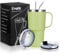 Livole 600ml Thermobecher mit Henkel, Vakuum Kaffeebecher Thermo, Edelstahl Thermobecher mit Strohhalm und Deckel, 20oz Doppelwandig Trinkbecher Reisebecher, coffee to go becher, Hellgrün