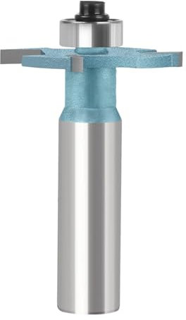 1 pièce de routeur de menuiserie à 4 ailes, 12 mm 1/2 pouce, fraise à fente en T avec roulement, outil de coupe de fraisage de rainurage for le travail du bois(12X2.5mm)