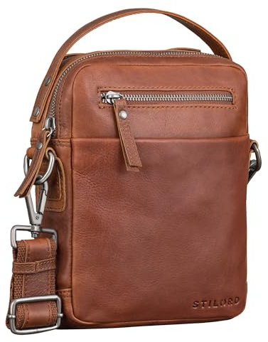 STILORD Byron Elegante Umhängetasche Herren Klein Leder für Tablet 8,3 Zoll - Ideal als Männer Crossbody Bag Echtleder Herrentasche zum Umhängen mit vielen Fächern Farbe:sila - braun