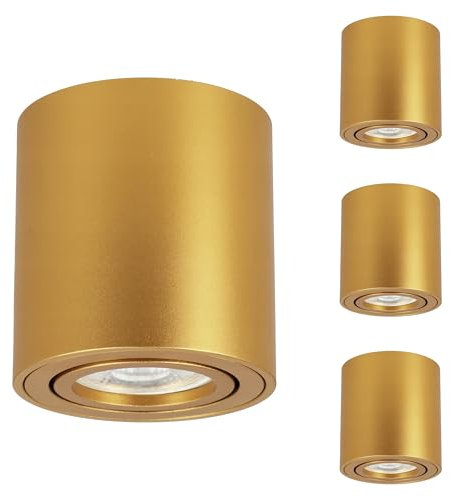 LED Deckenspots 4er Set – Schwenkbare Aufbaustrahler Rund in Gold Matt – Deckenleuchten 230V mit GU10 Fassung aus Aluminium