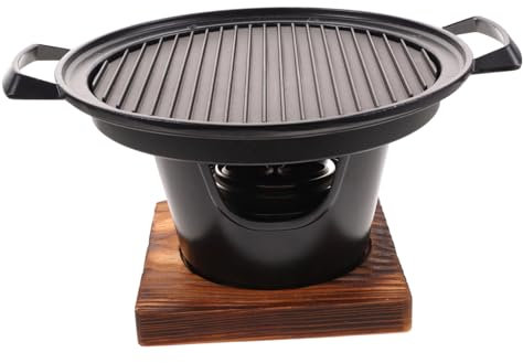 TOYANDONA 1 Juego estufa de barbacoa sin humo en interiores estufa de camping parrilla cámping exterior mini carbón herramienta de barbacoa interior horno de cocción horno de asar pino Negro
