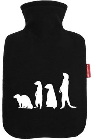 Huuraa Wärmflasche Erdmännchen Silhouette Geschenk | Veloursbezug Geschenkidee mit Motiv Auslaufsicher mit waschbarem Bezug