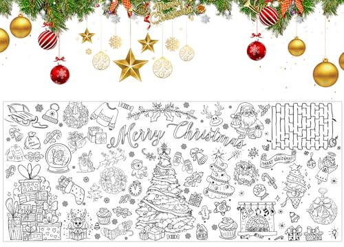 Riesiges Poster zum Ausmalen für Weihnachten – leere Leinwand für Kunst, Doodle, Banner, Wanddekoration, großes Poster zum Ausmalen von Weihnachten | für Mädchen, Schlafzimmer, Wohnzimmer, Haus