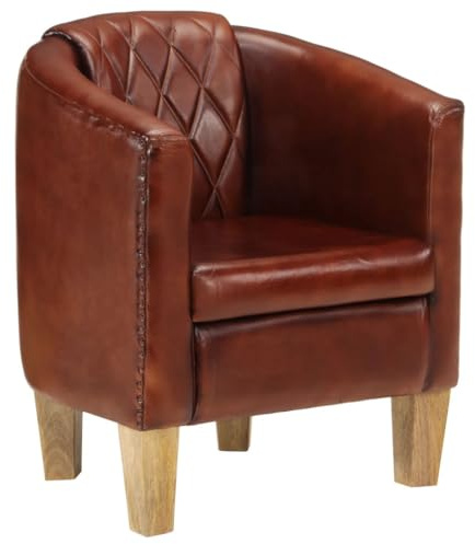 Frdhee Loungesessel, Armlehnstuhl Für Wohnzimmer, Schreibtischstuhl, Clubsessel Braun Echtleder Fürs Schlafzimmer Gästezimmer Homeoffice