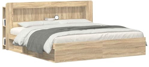 vidaXL Kopfteil-Schrank mit Speicher Sonoma-Eiche Holzwerkstoff, Organisationsschrank fürs Schlafzimmer, vielseitiger Kopfhörer, stylische Ergänzung, haltbare Aufbewahrung