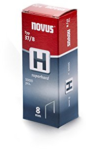 Novus Feindrahtklammern 8 mm superhart, für Hammertacker, XL-Packung 5000 Tacker-Klammern, Typ 37/8, aus Stahldraht