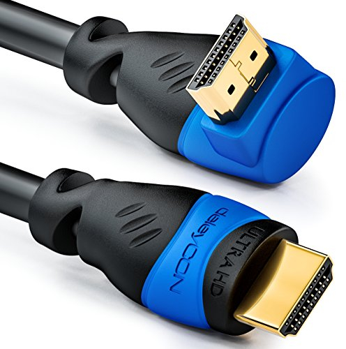 deleyCON 0,5m Câble HDMI Coudé (Angle 270°) - UHD 4K HDR 1080p 2160p EARC - pour TV, Barre de Son, Moniteur, PC, Ordinateur Portable, Projecteur, PS5, Xbox - Noir