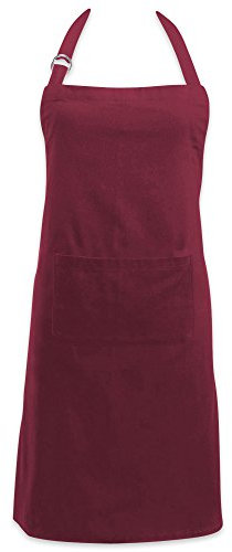 DII 100% Cotton, Professional Unisex Bib Chef Kitchen Apron, Adjustable Neck & Waist Ties, Front Pocket, Durable, Comfortable, Perfect for Cooking, Baking, BBQ- Wine