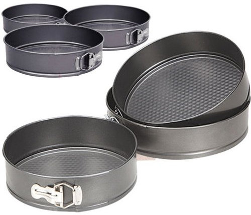 BARGAINS-GALORE New 3PC Non-Stick Spring Form Round Bake Cake PAN TIN Tray BAKEWARE Set Kitchen | Round Cake Mold with Removable Base Home Kitchen