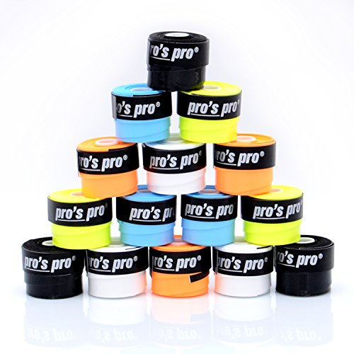 trendsportprofi Pro's Pro Super Tacky Plus Griffband, Bunt Sortiert (Weiß, Schwarz, Blau, Gelb und Orange), 15 Stück