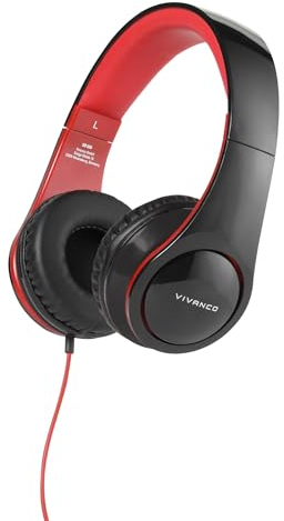 Vivanco SR 660 Kopfband Binaural verkabelt schwarz, rot - Kopfhörer (verkabelt, Kopfband, Binaural, Ohraufliegend, 20-20000 Hz, Schwarz, Rot)