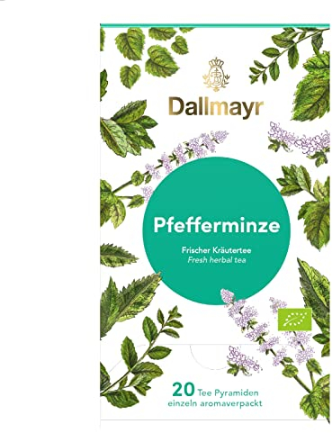 4 x Dallmayr Pfefferminze Bio Kräutertee 20 Tee Pyramiden x 1,75g