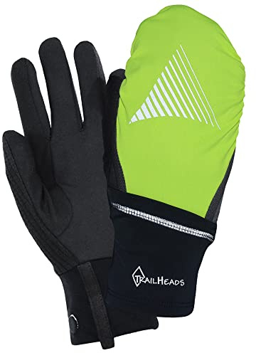 TrailHeads Laufhandschuhe mit Touchscreen-Funktion und Wasserfester Außenhülle | Leicht & Hochsichtbar - hochsichtbar (klein/mittel)