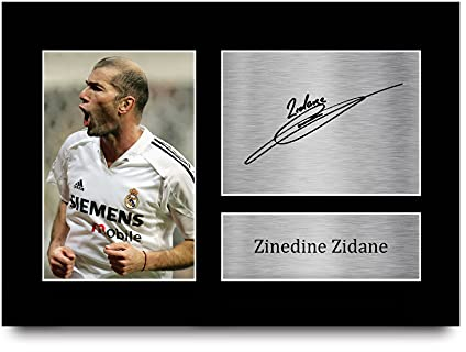 HWC Trading Zinedine Zidane A4 Sin Marco Regalo De Visualización De Fotos De Impresión De Imagen Impresa Autógrafo Firmado Por Real Madrid Los Aficionados Al Fútbol
